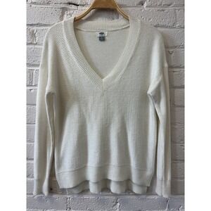 Old‎ Navy Women's S Cream V Neck Knit Sweater Capsule Minimalist Preppy Academia